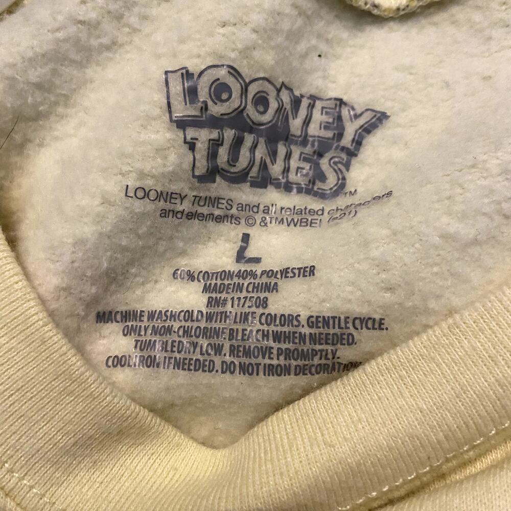 Looney Tunes Sweatshirt Pullover Crew Neck All Over Tweety Bird Yellow Large - Picture 4 of 5